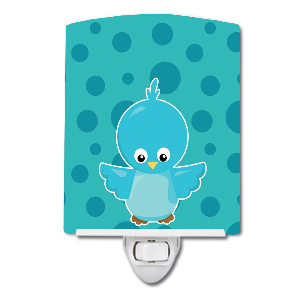 Bird on Blue Polkadots Ceramic Night Light