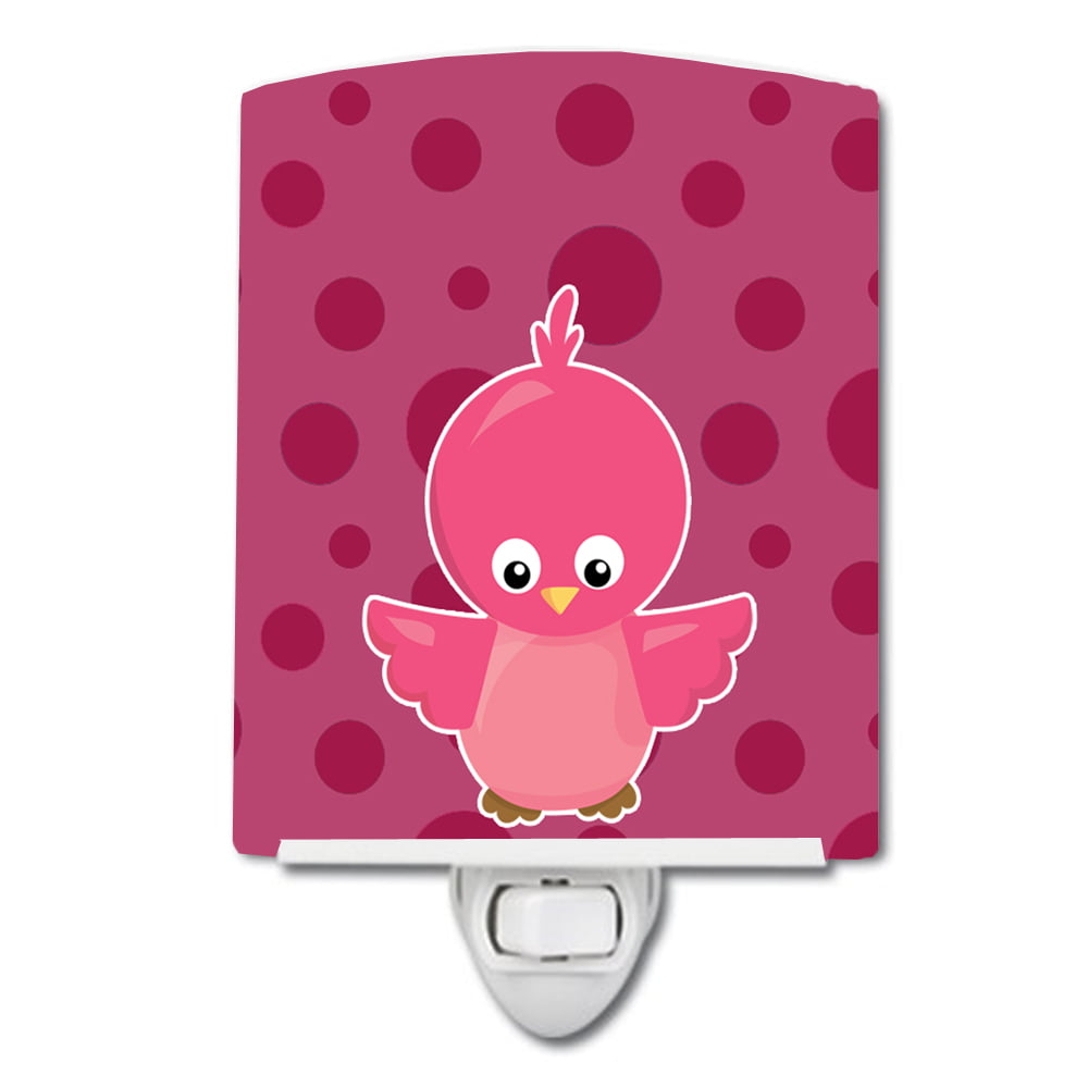 Bird on Pink Polkadots Ceramic Night Light