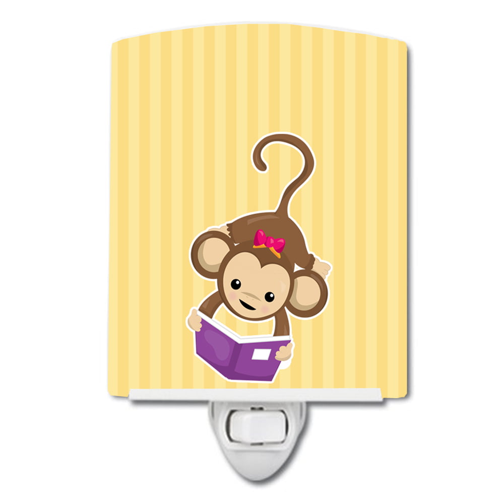 BB7015CNL Monkey Reading Ceramic Night Light