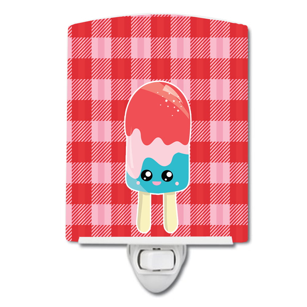 BB7067CNL Ice Pop Popcicle Face Gingham Ceramic Night Light