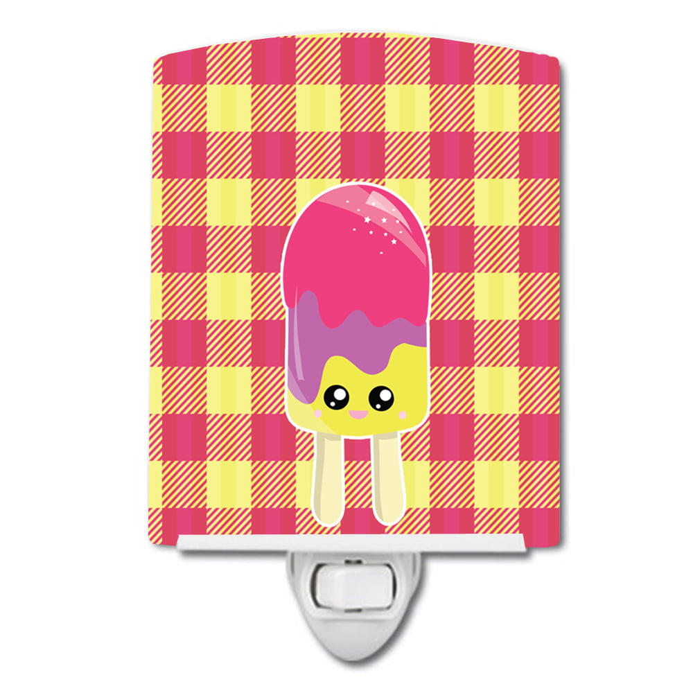 Ice Pop Popcicle Face Gingham Ceramic Night Light