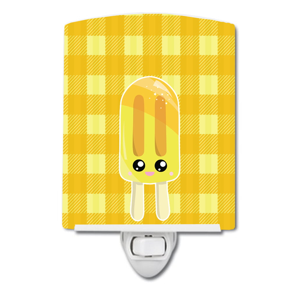 BB7069CNL Ice Pop Popcicle Face Gingham Yellow Ceramic Night Light