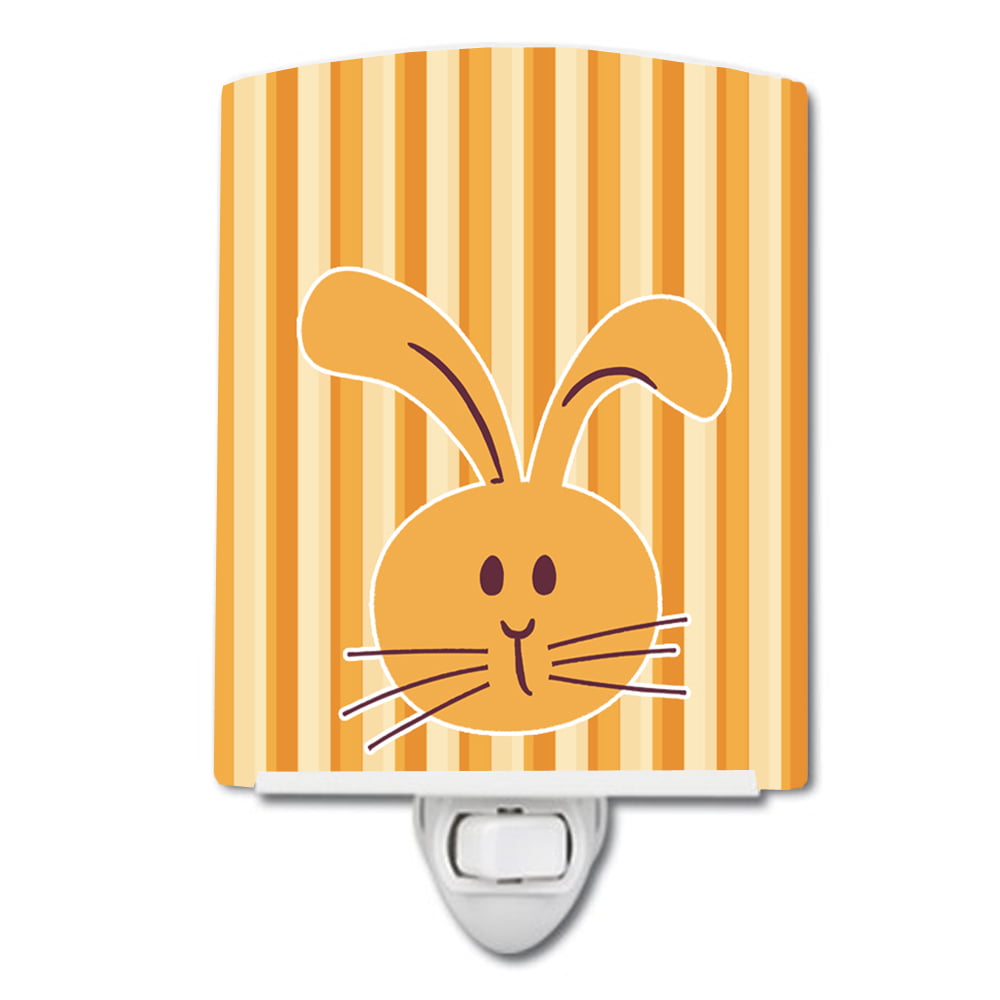 BB7081CNL Rabbit on Stripes Ceramic Night Light