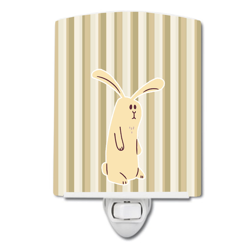 BB7082CNL Rabbit on Stripes Ceramic Night Light