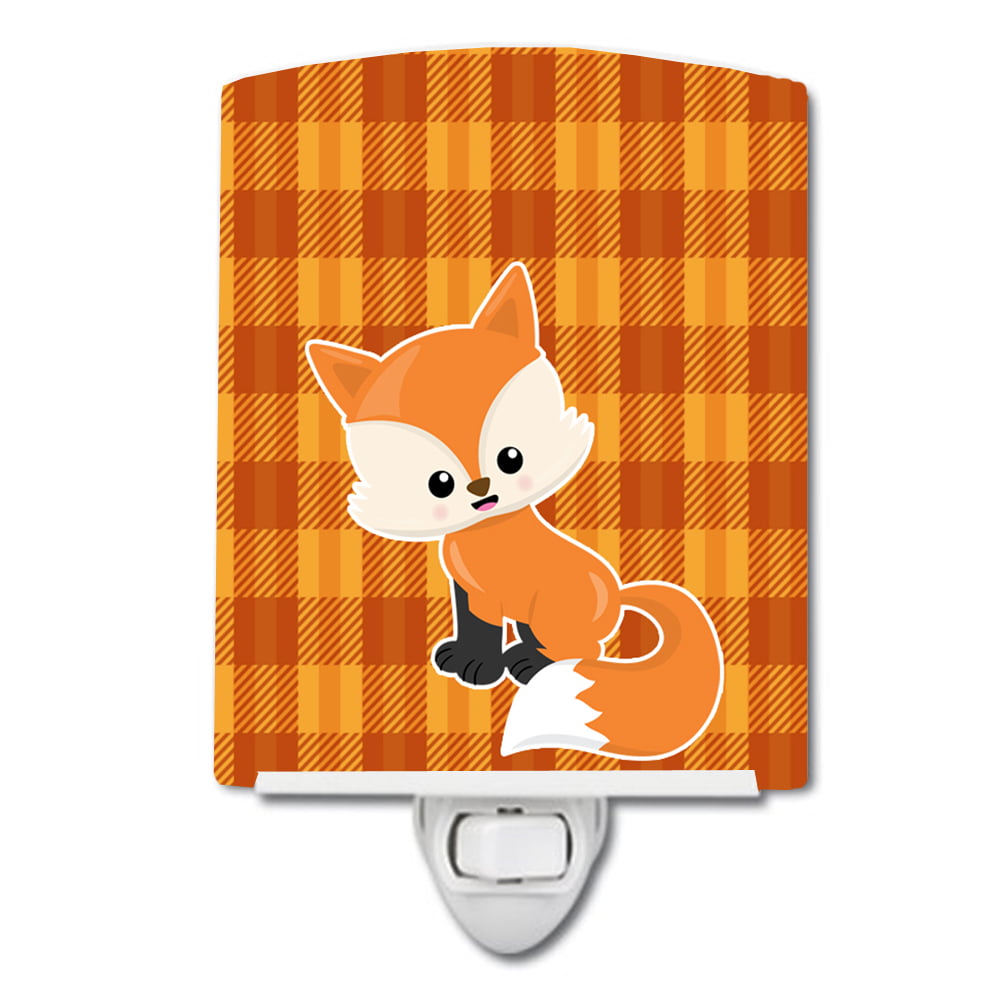 BB7087CNL Baby Fox Gingham Ceramic Night Light