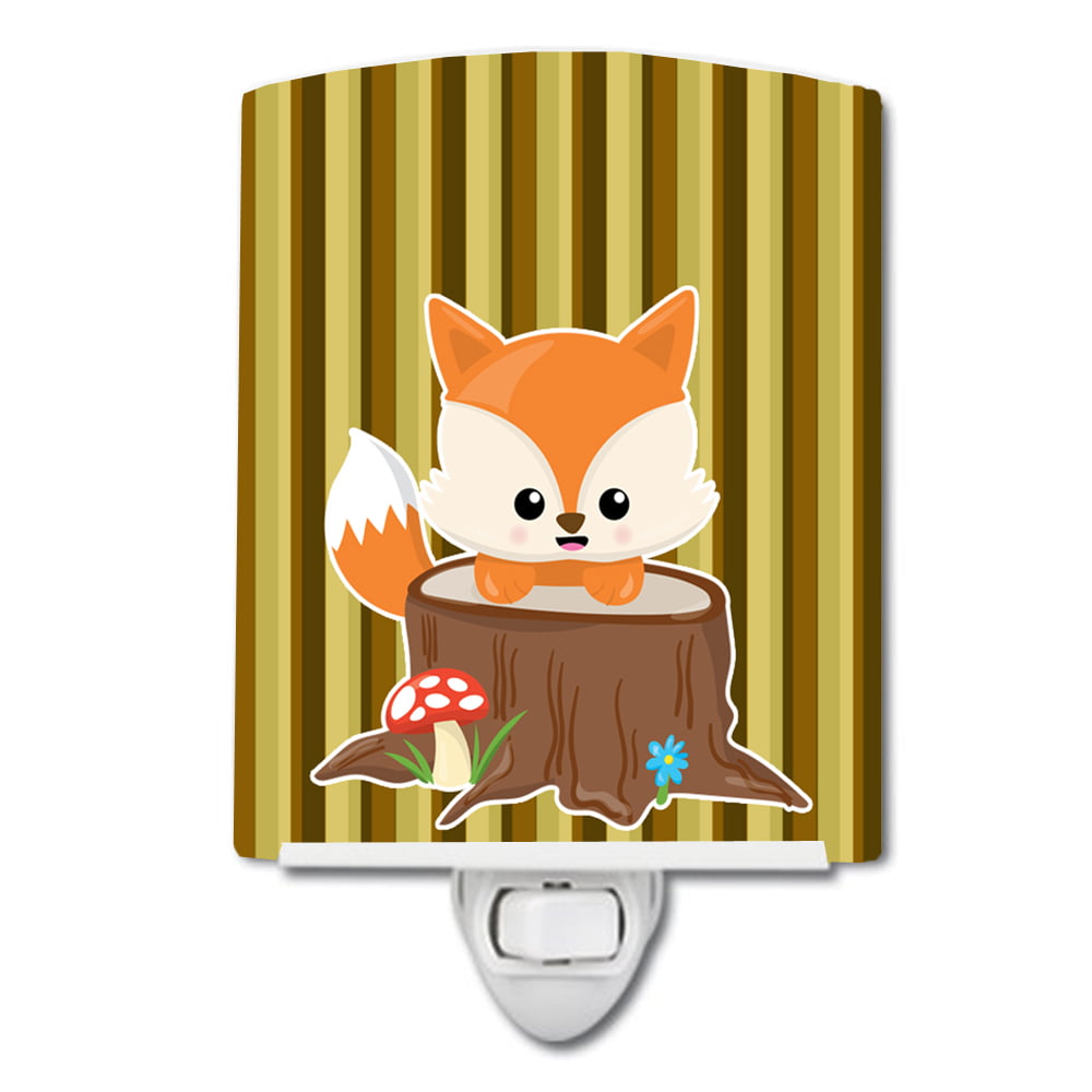 BB7088CNL Baby Fox Tree Stripes Ceramic Night Light