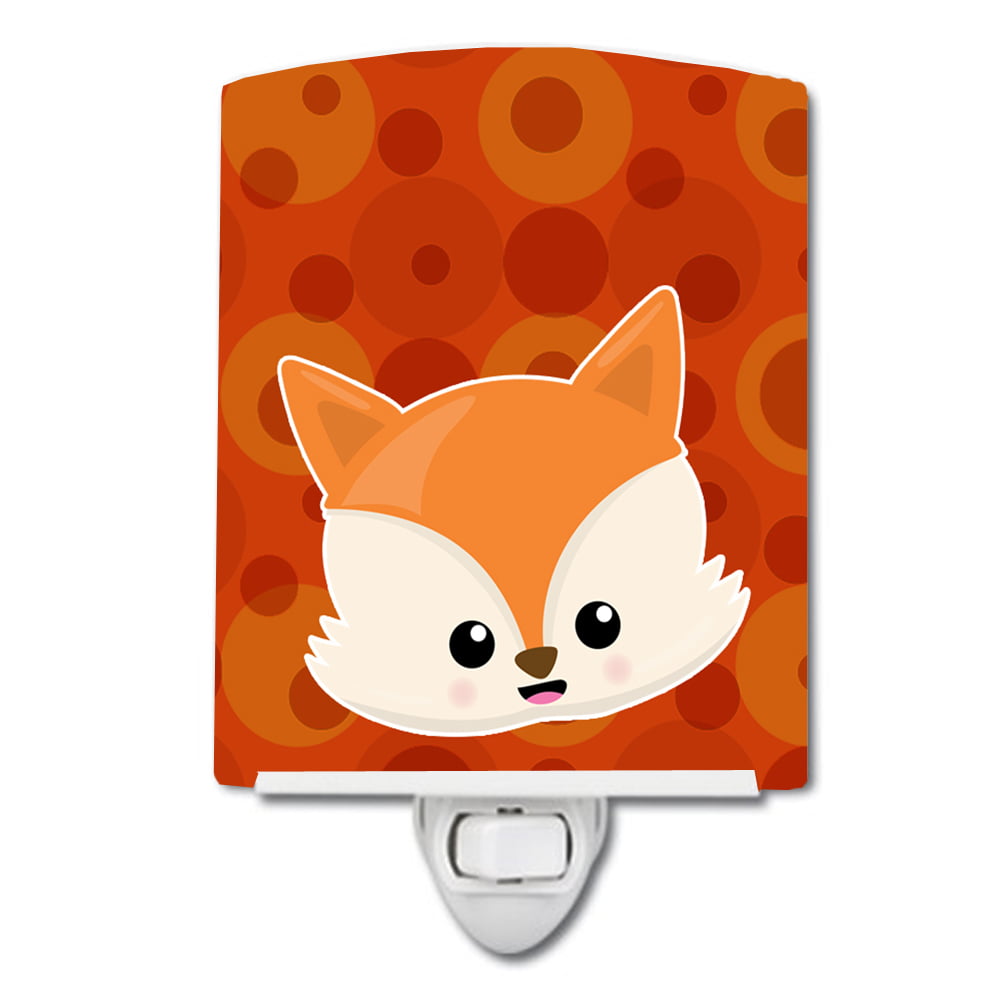 Baby Fox Face Polkadots Ceramic Night Light
