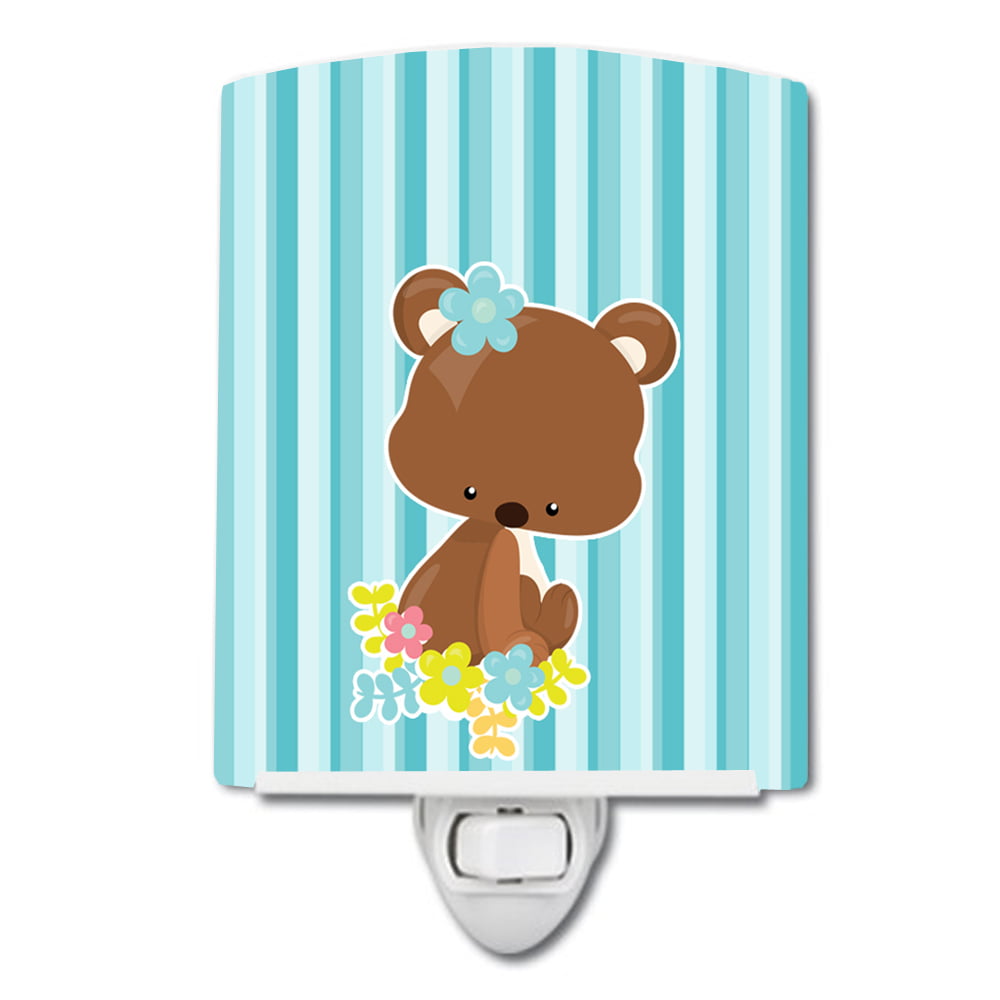 BB7096CNL Bear with Flowers Ceramic Night Light