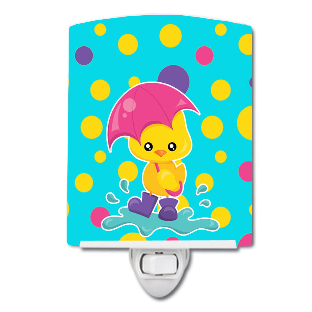Duck in the Rain on Polkadots Ceramic Night Light