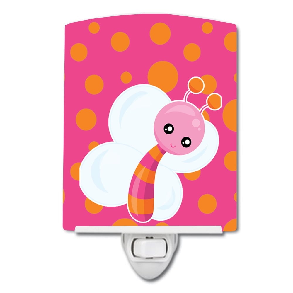 Butterfly on Polkadots Ceramic Night Light
