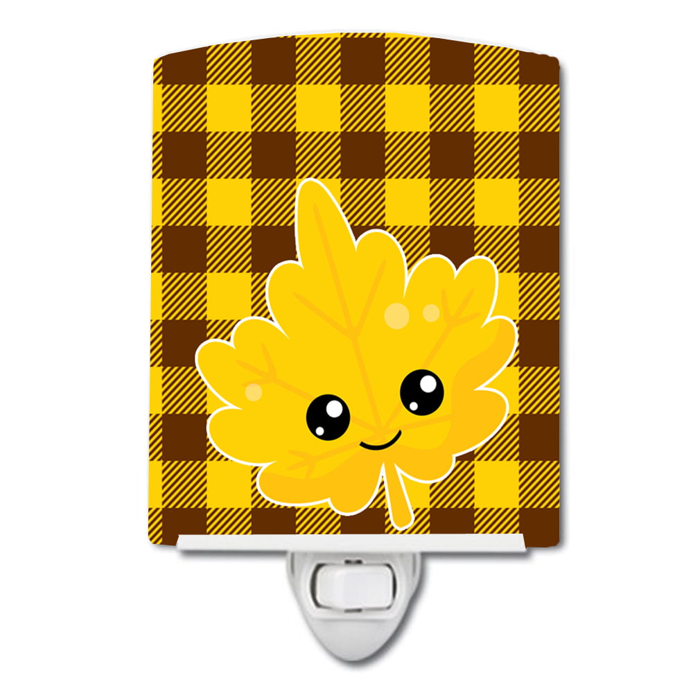 BB7110CNL Fall Leaf on Gingham Ceramic Night Light