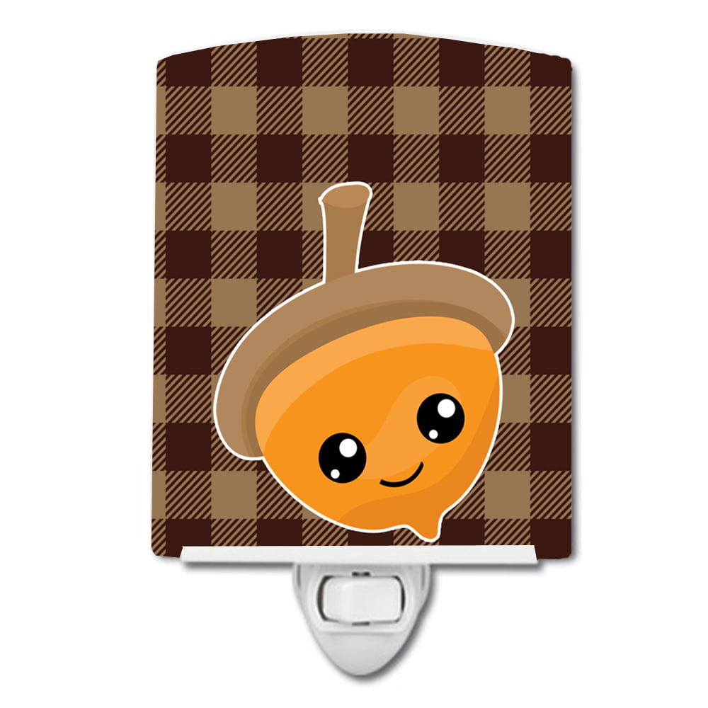 BB7111CNL Fall Acorn on Gingham Ceramic Night Light