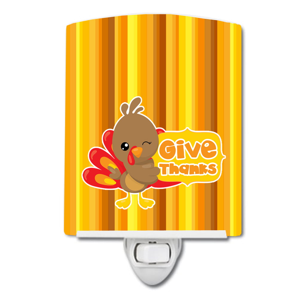 Thanksgiving Turkey Give Thanks Ceramic Night Light