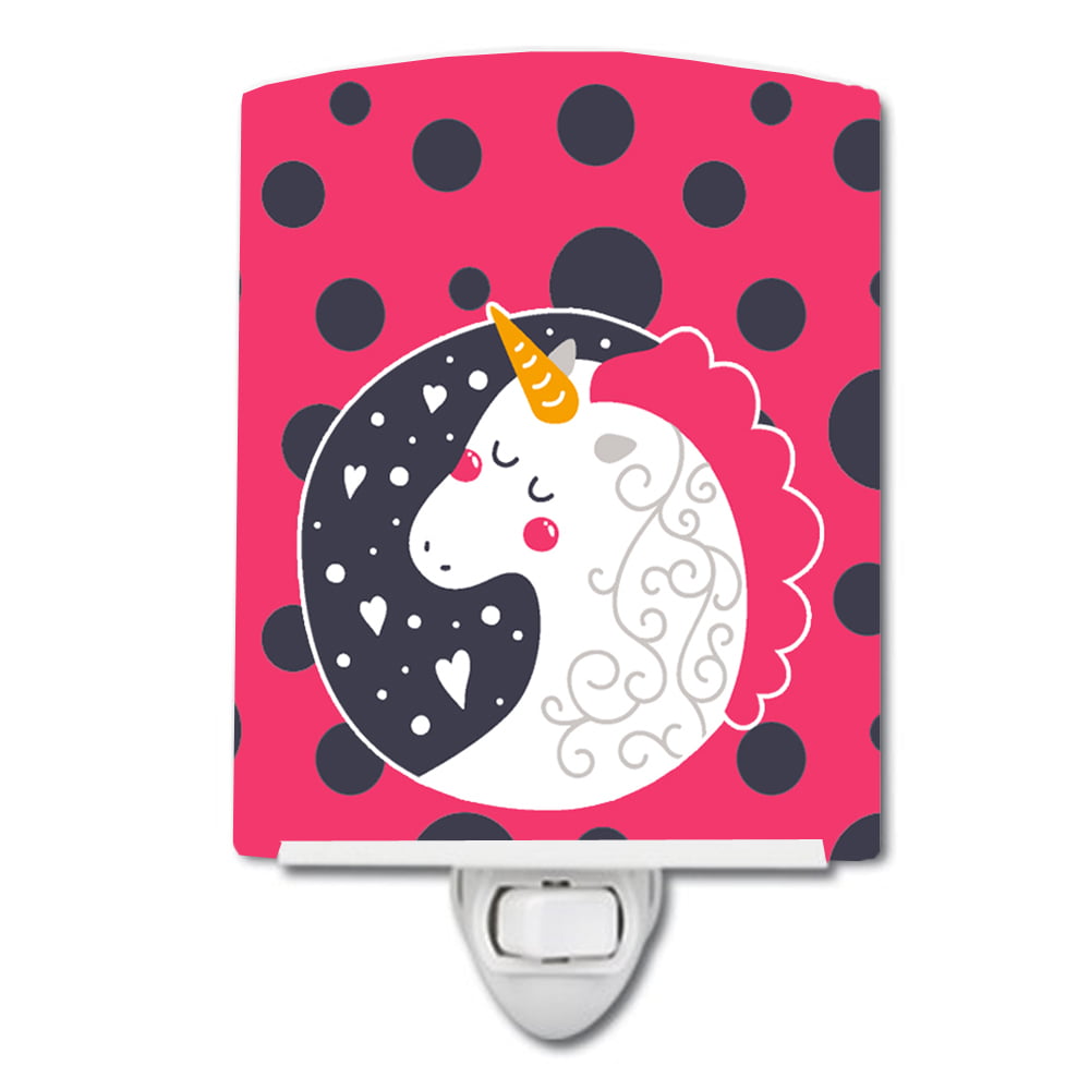 Unicorn Pink Polkadots Ceramic Night Light