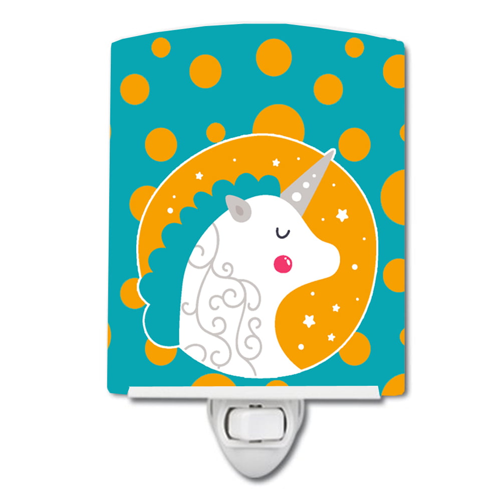 Unicorn Orange Polkadots Ceramic Night Light
