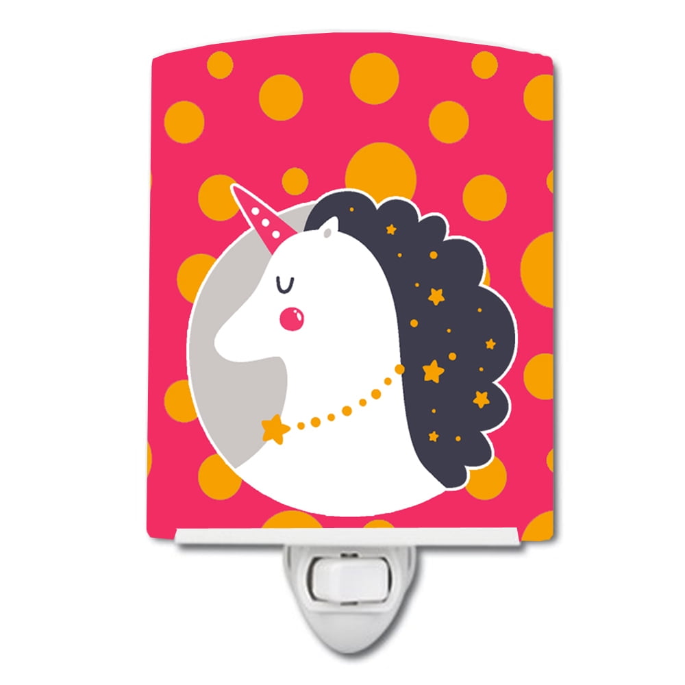 Unicorn Orange Polkadots Ceramic Night Light