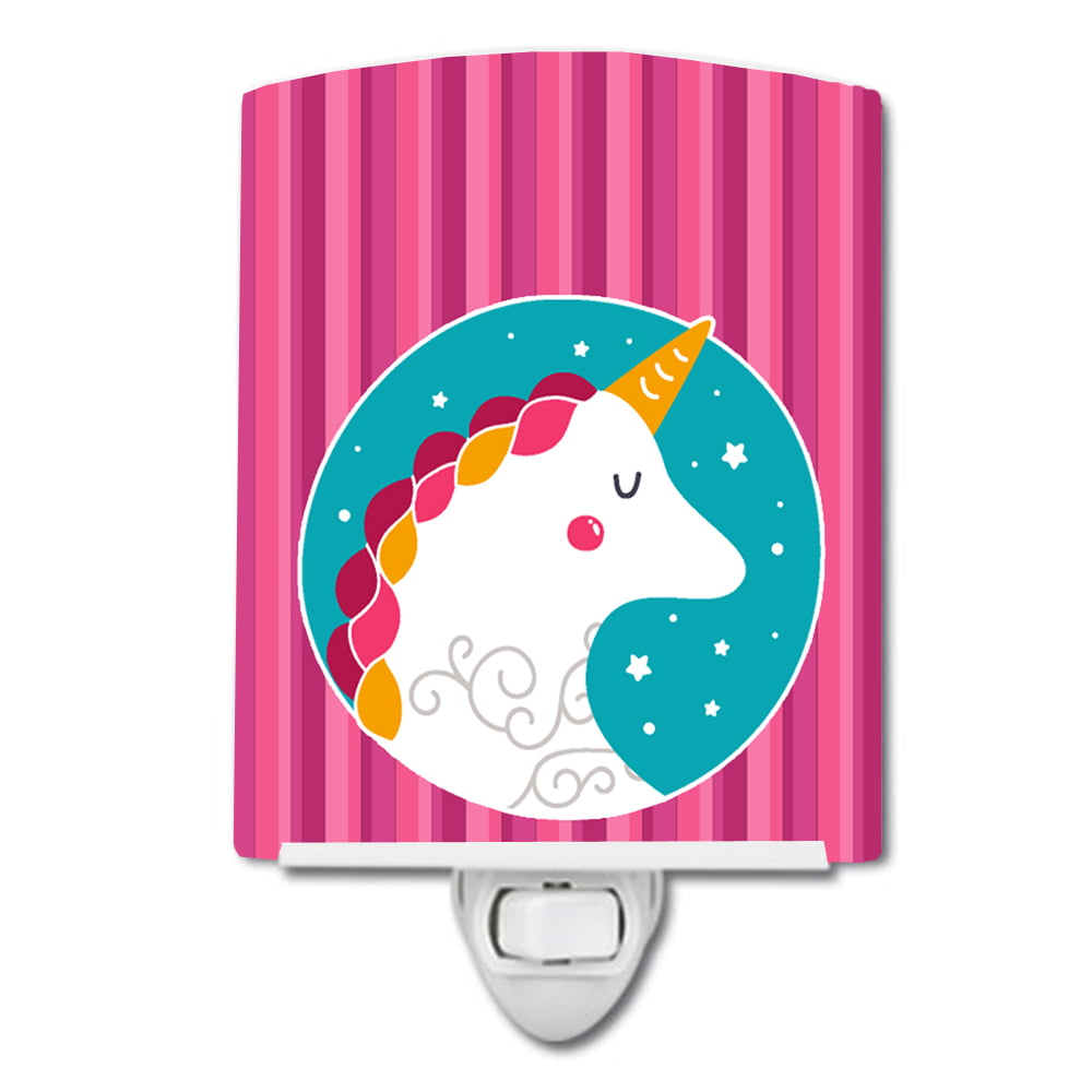 Unicorn Pink Stripes Ceramic Night Light