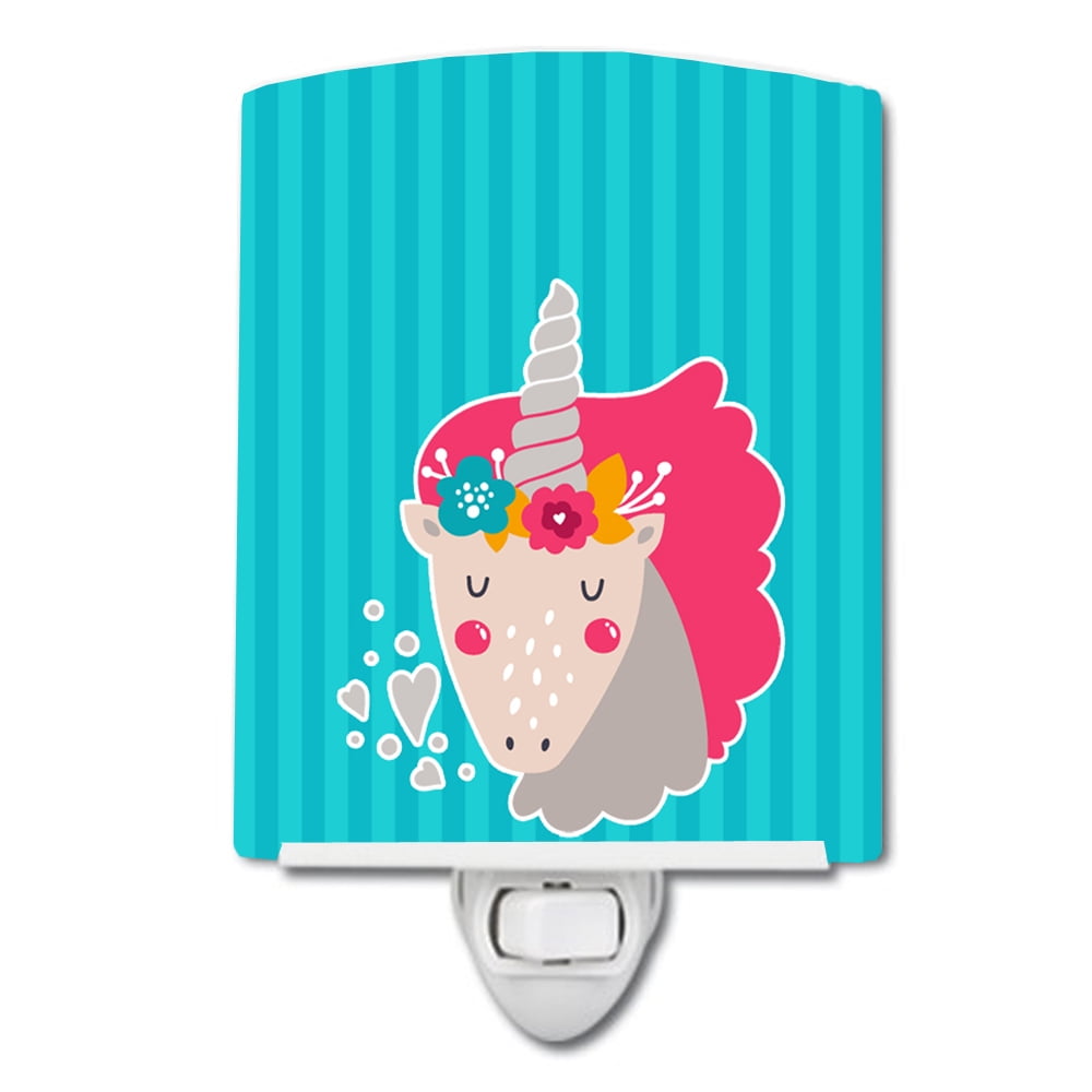 BB7140CNL Unicorn Blue Stripes Ceramic Night Light