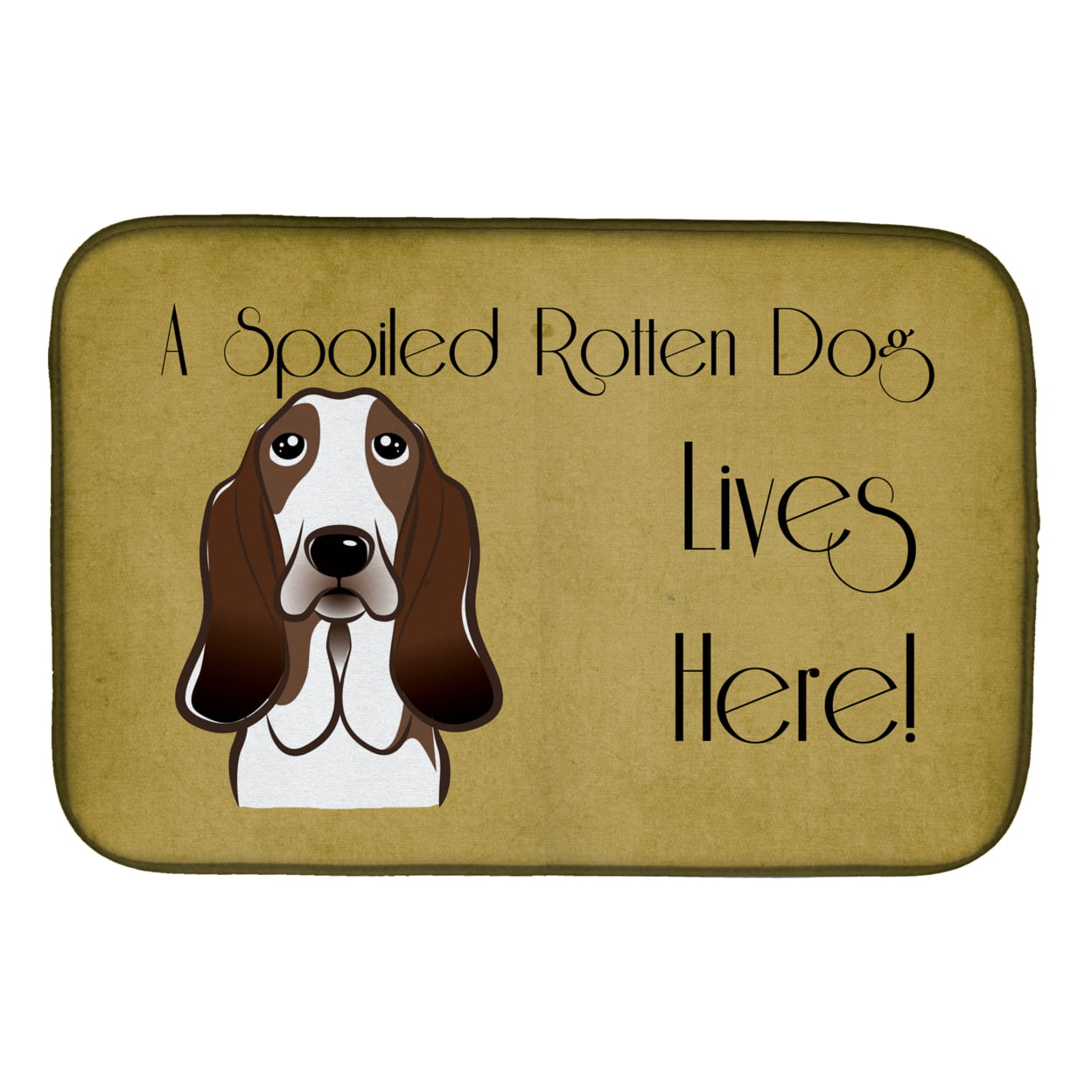Basset Hound Spoiled Dog Lives Here Dish Drying Mat