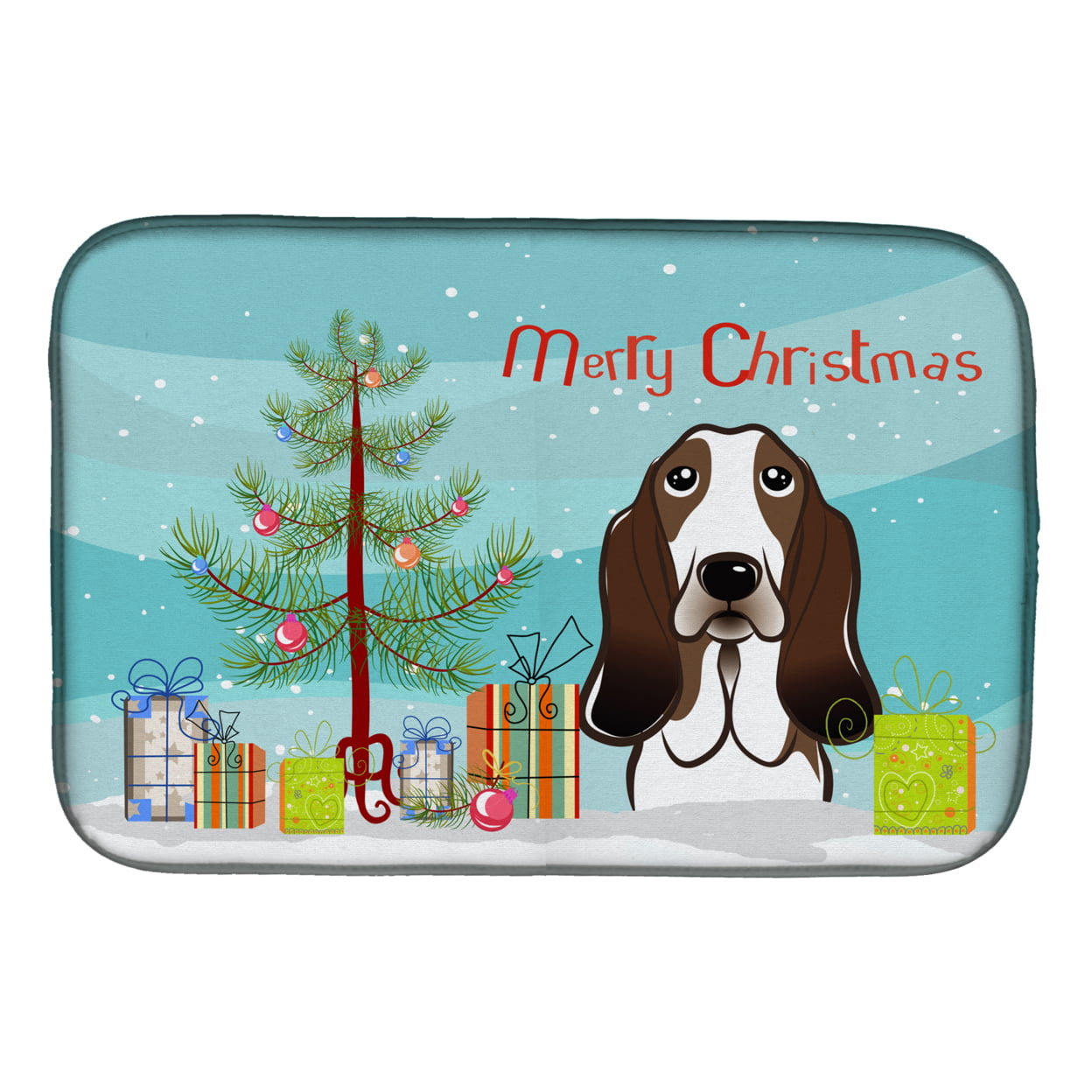 Christmas Tree & Basset Hound Dish Drying Mat