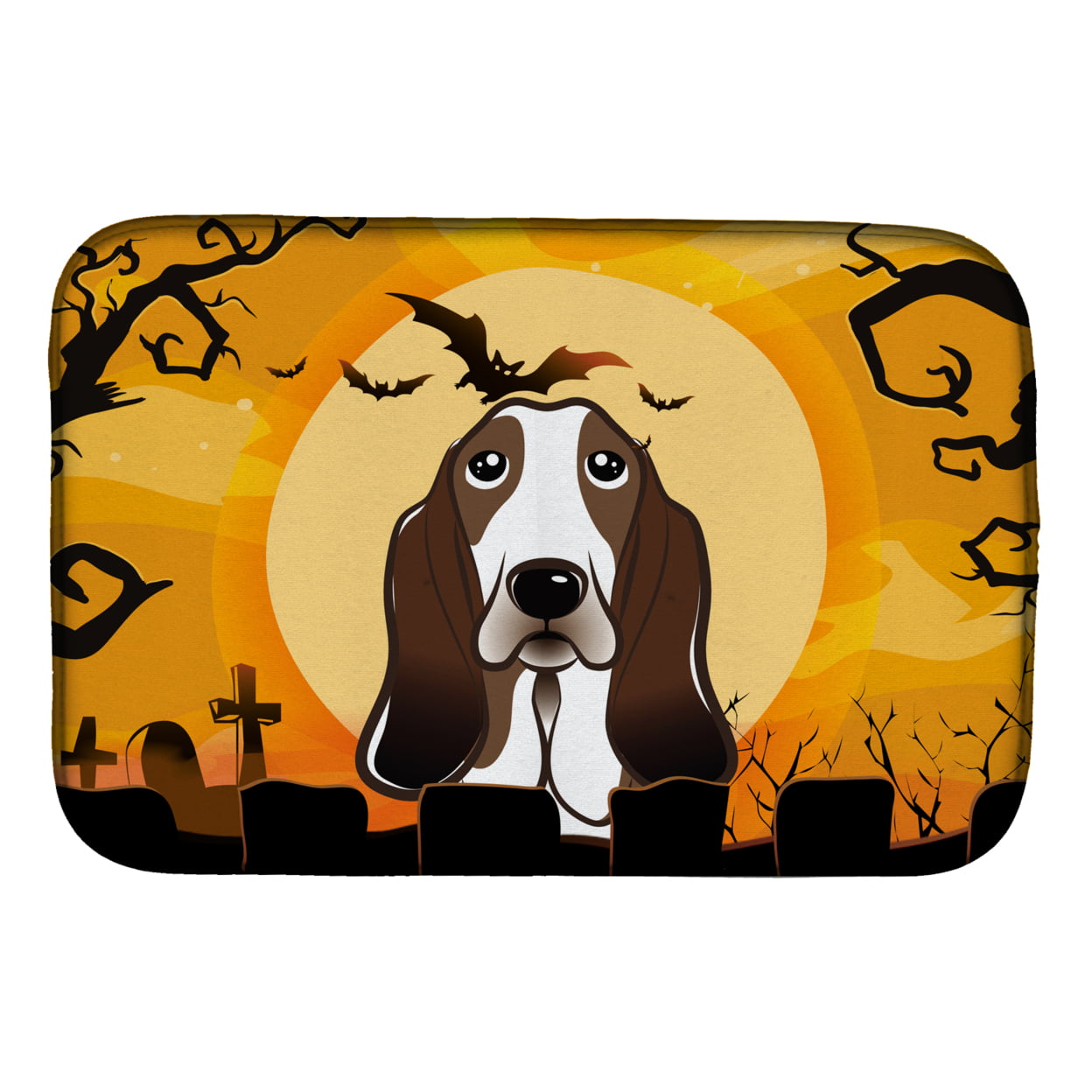 Halloween Basset Hound Dish Drying Mat