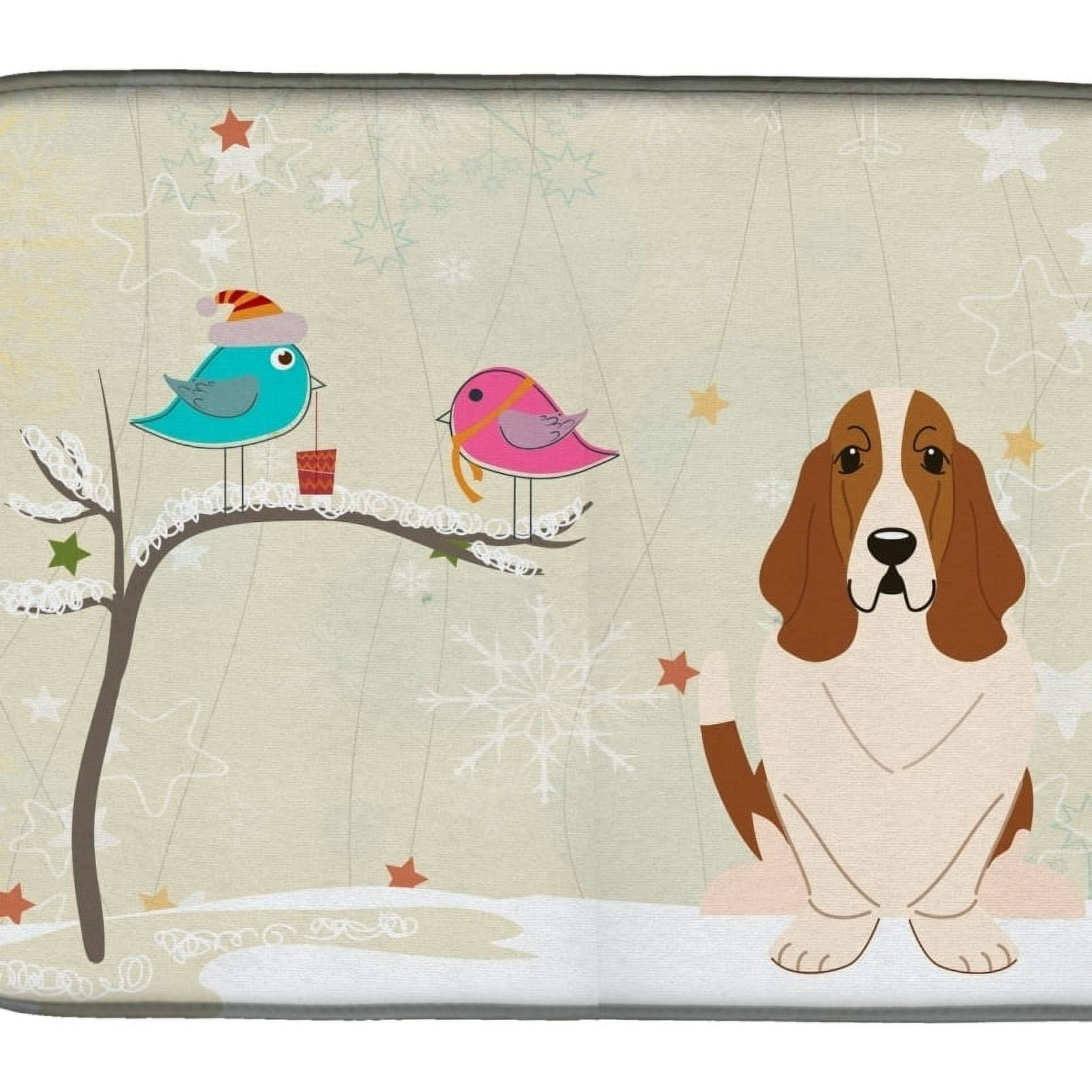 Christmas Presents Between Friends Basset Hound Dish Drying Mat