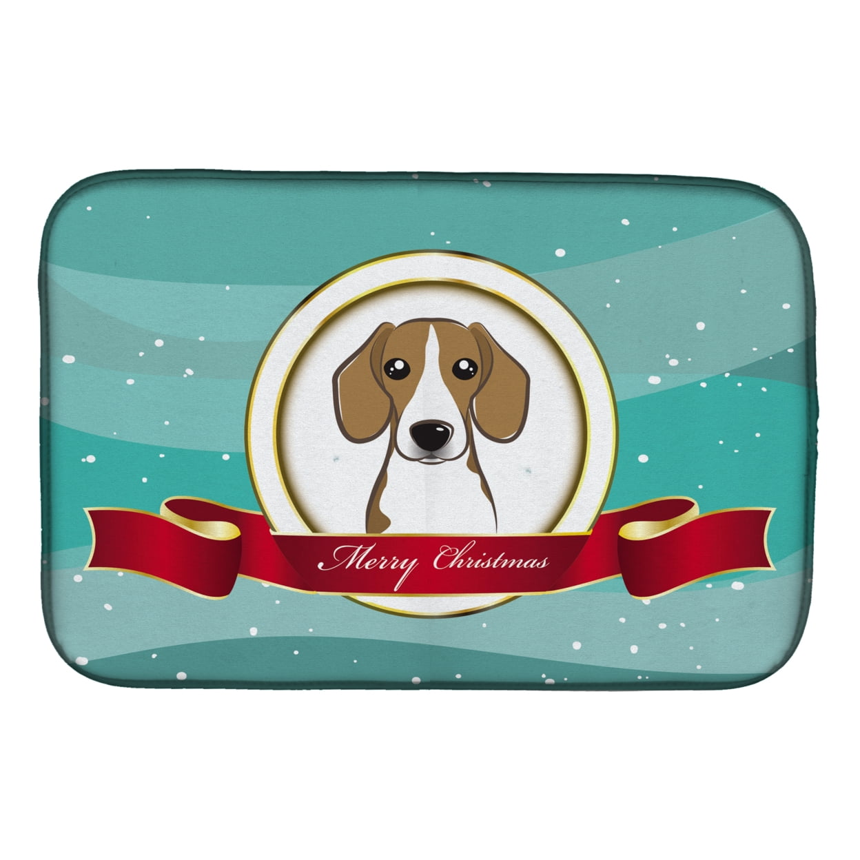 Beagle Merry Christmas Dish Drying Mat