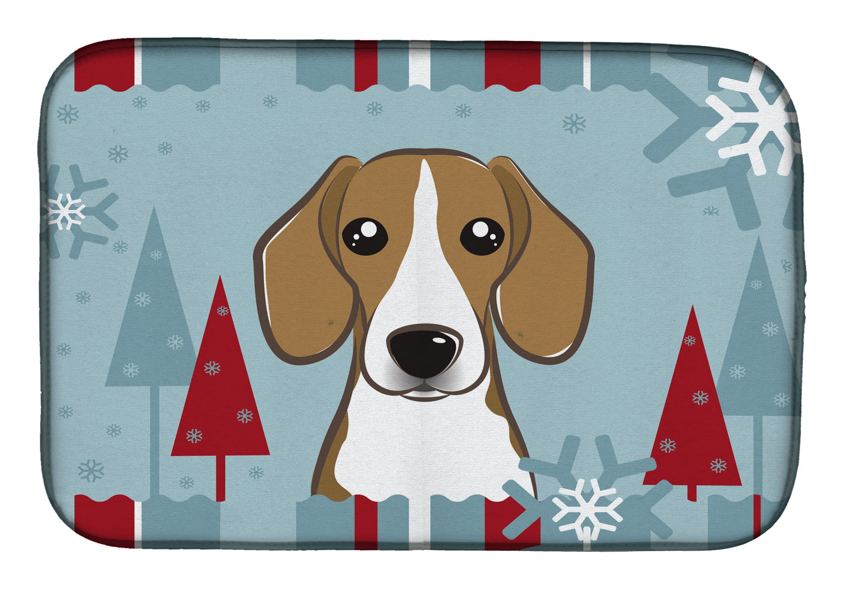 BB1735DDM Winter Holiday Beagle Dish Drying Mat