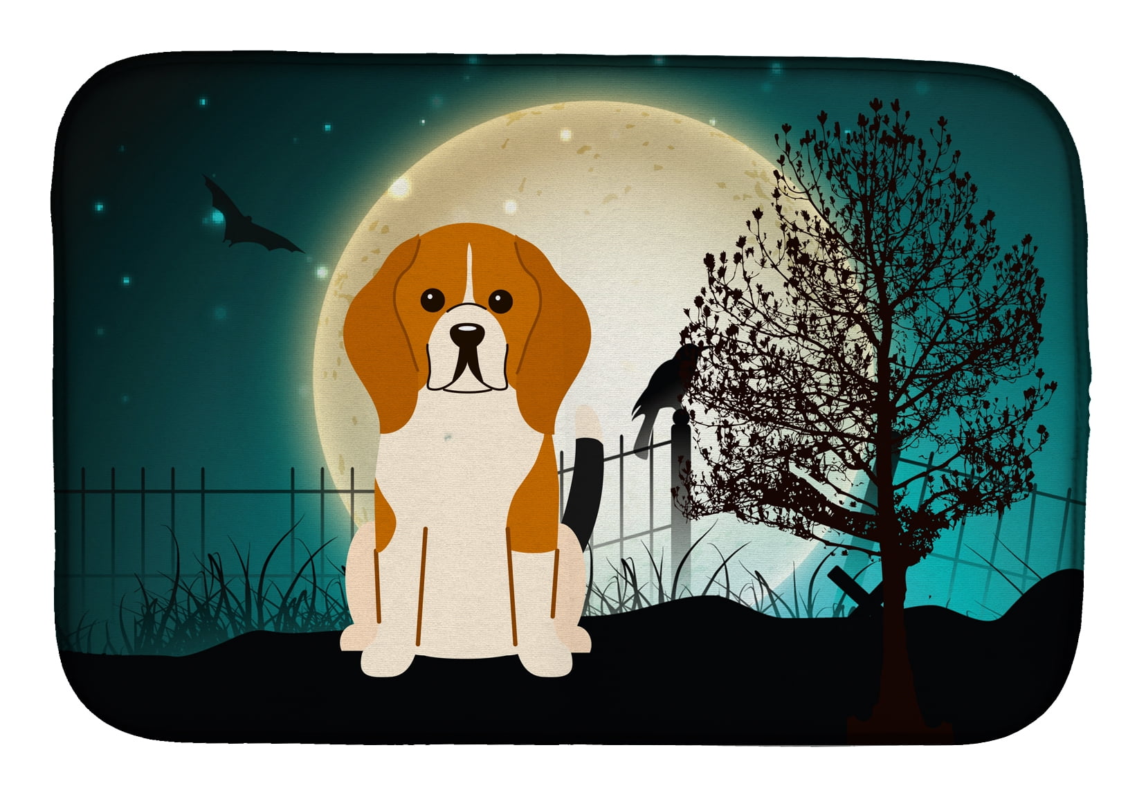 Halloween Scary Beagle Tricolor Dish Drying Mat
