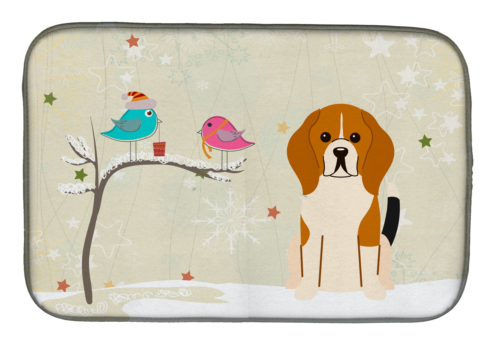 Christmas Presents Between Friends Beagle Tricolor Dish Drying Mat
