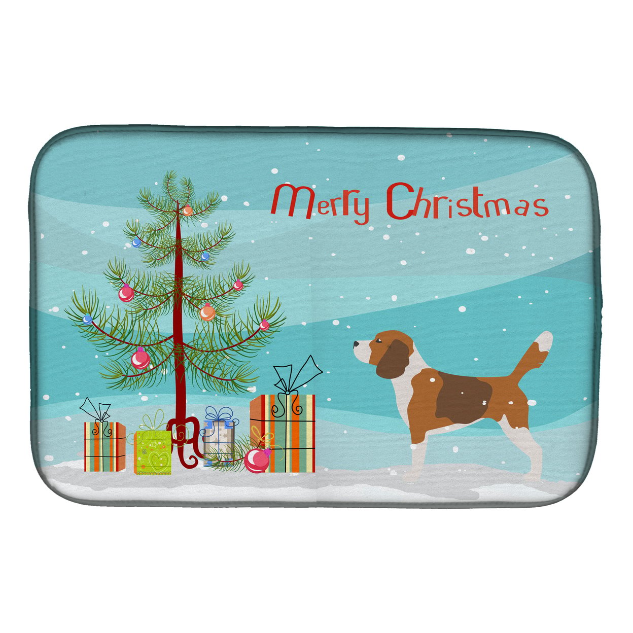 BB2928DDM Beagle Merry Christmas Tree Dish Drying Mat