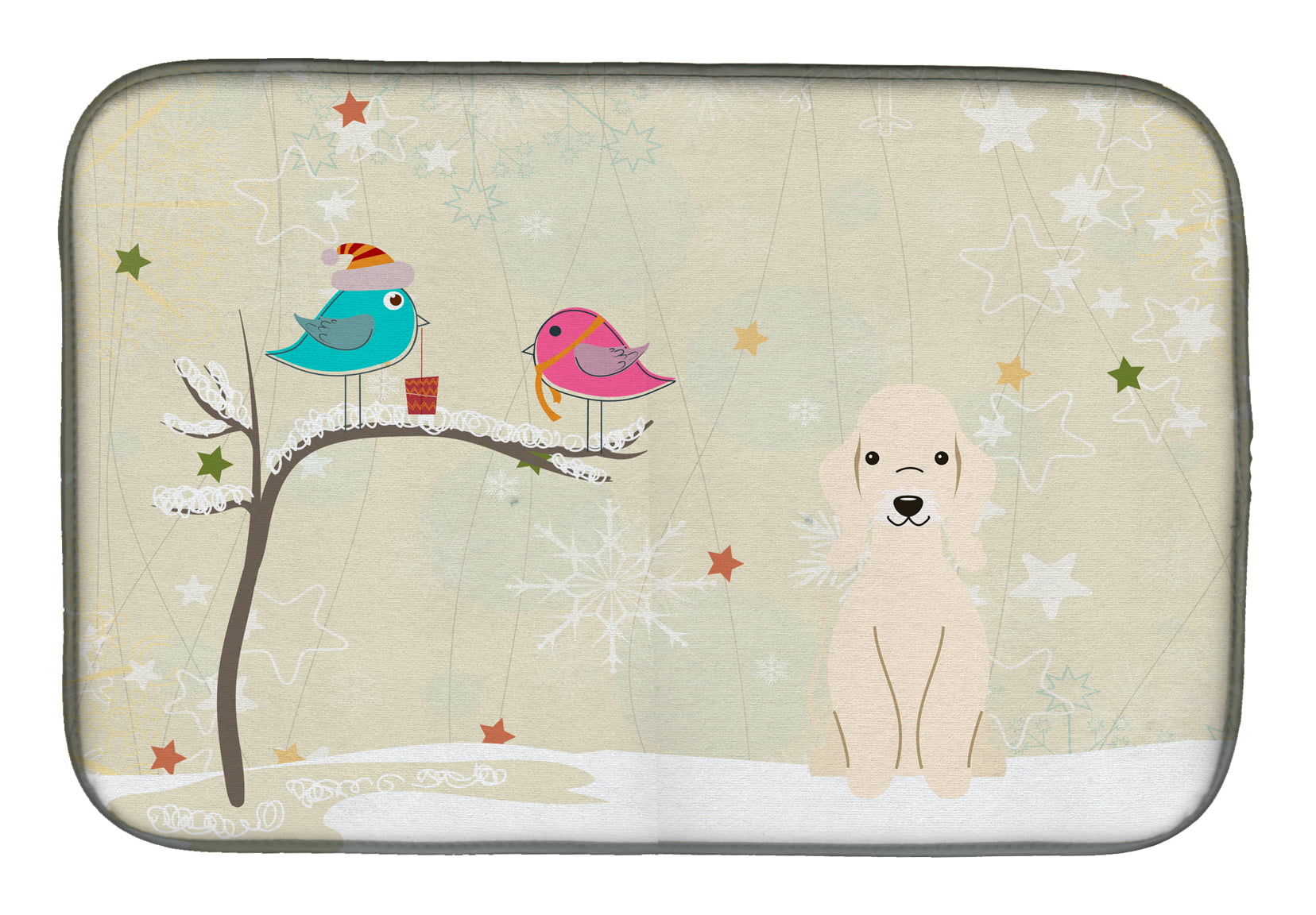 Christmas Presents Between Friends Bedlington Terrier Sandy Dish Drying Mat