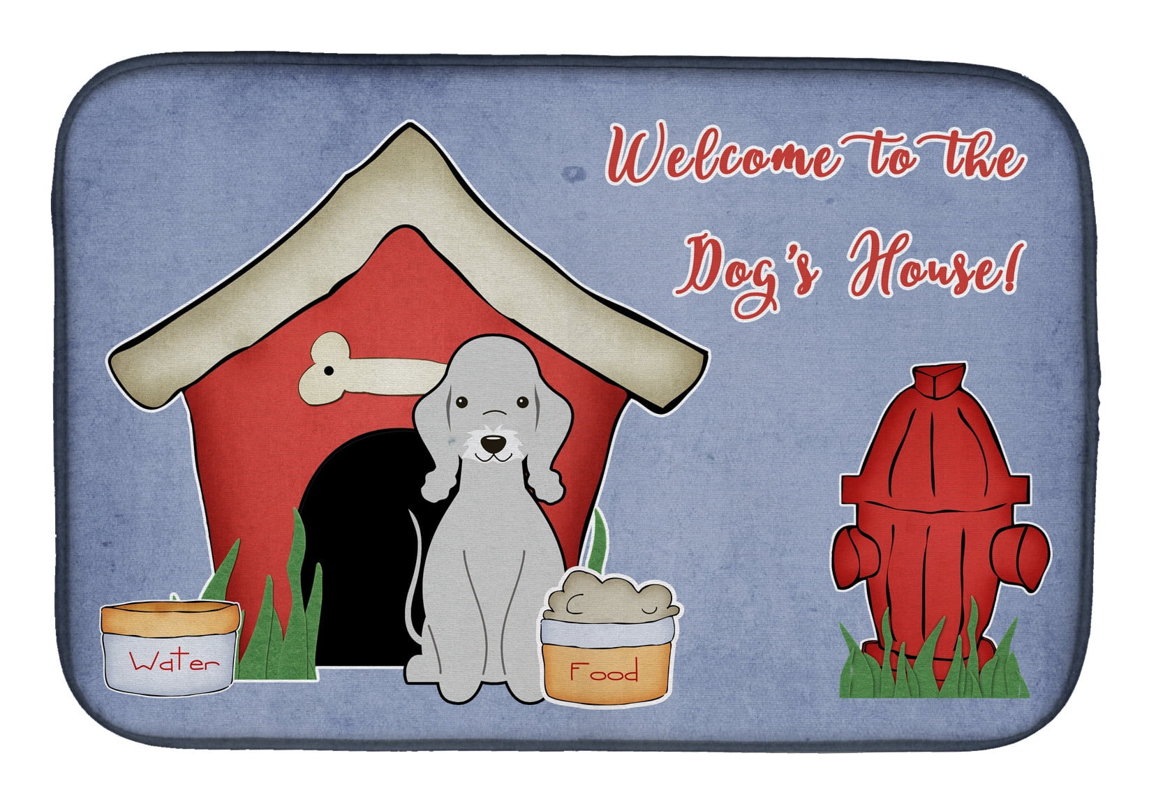Dog House Collection Bedlington Terrier Blue Dish Drying Mat
