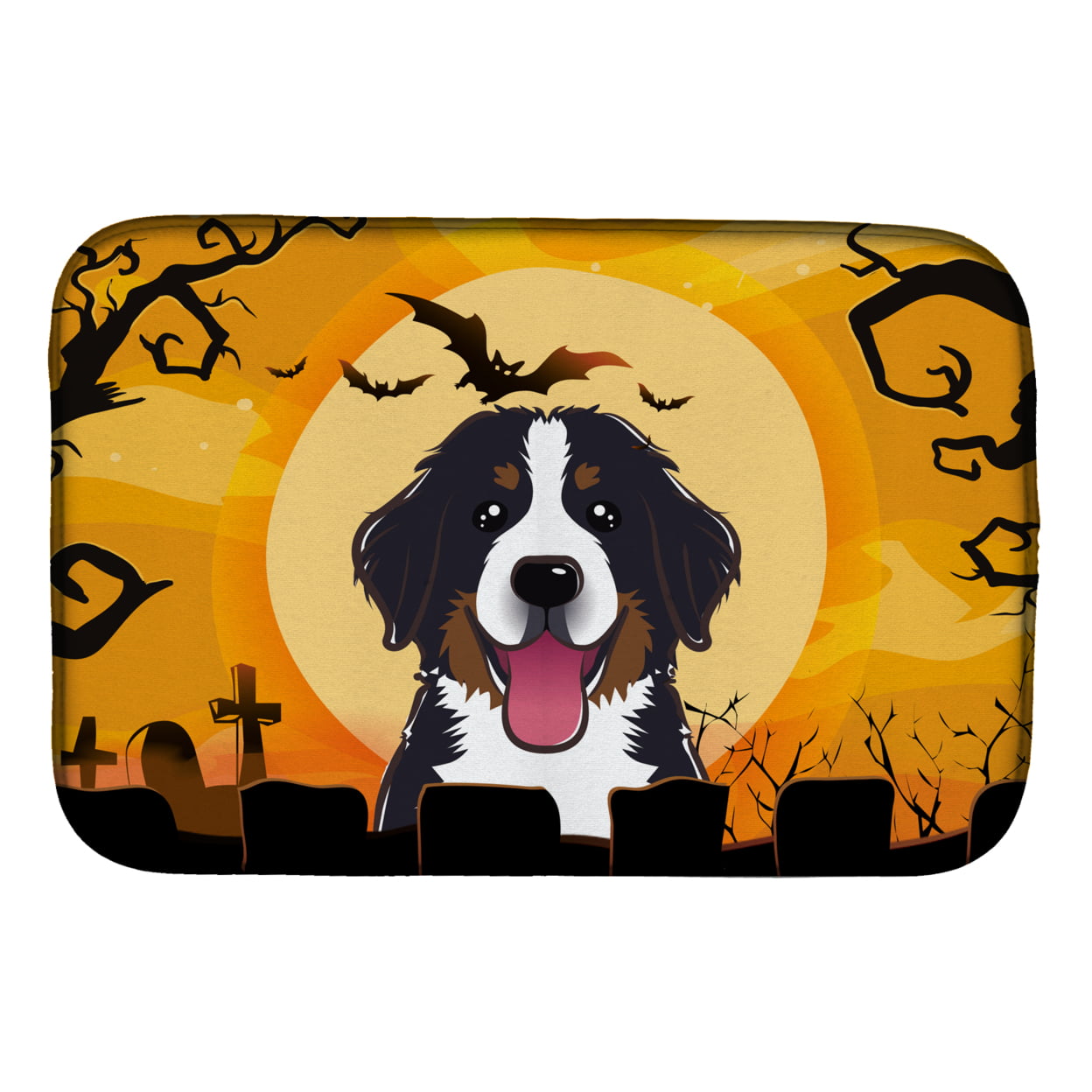BB1795DDM Halloween Bernese Mountain Dog Dish Drying Mat