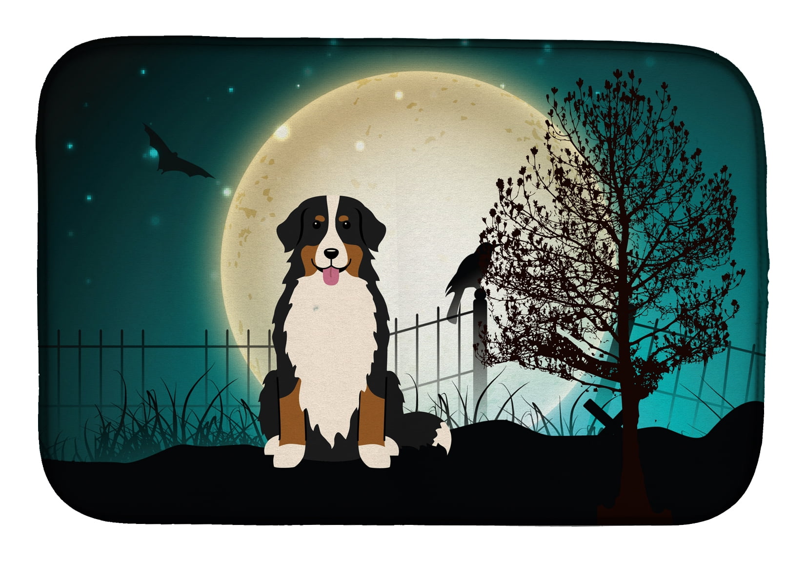 Halloween Scary Bernese Mountain Dog Dish Drying Mat