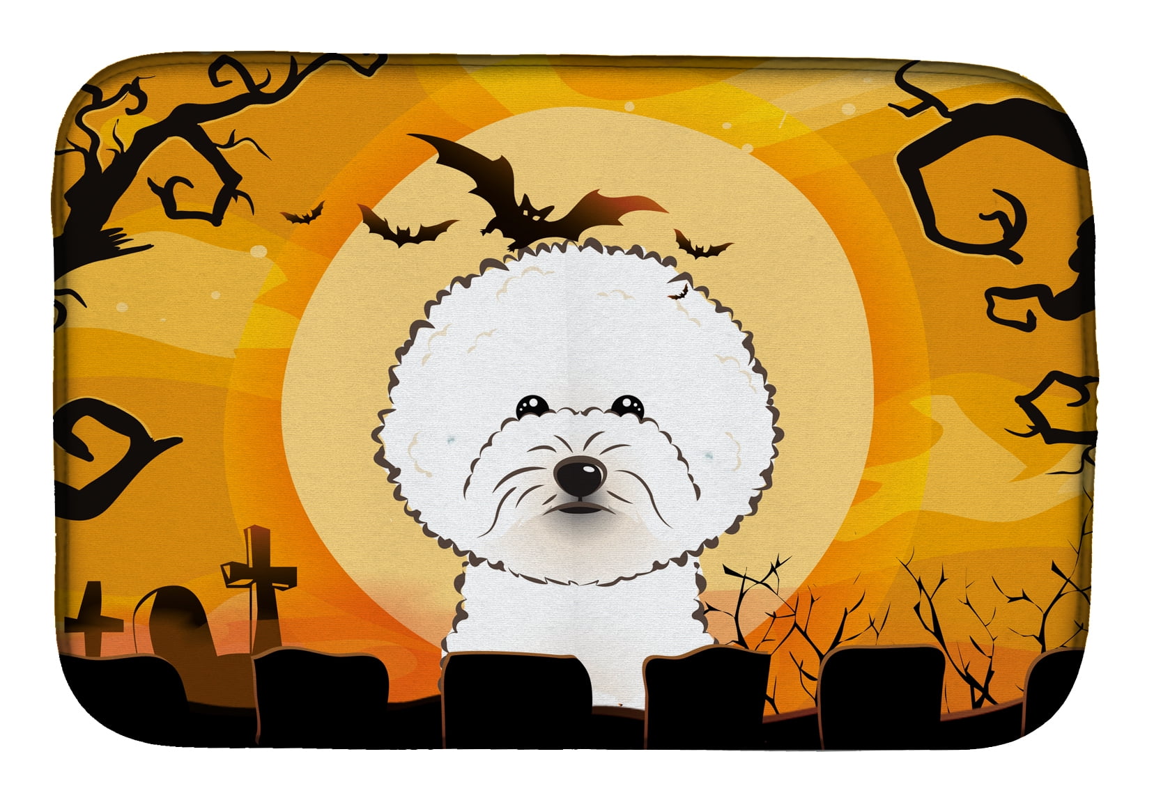 BB1775DDM Halloween Bichon Frise Dish Drying Mat