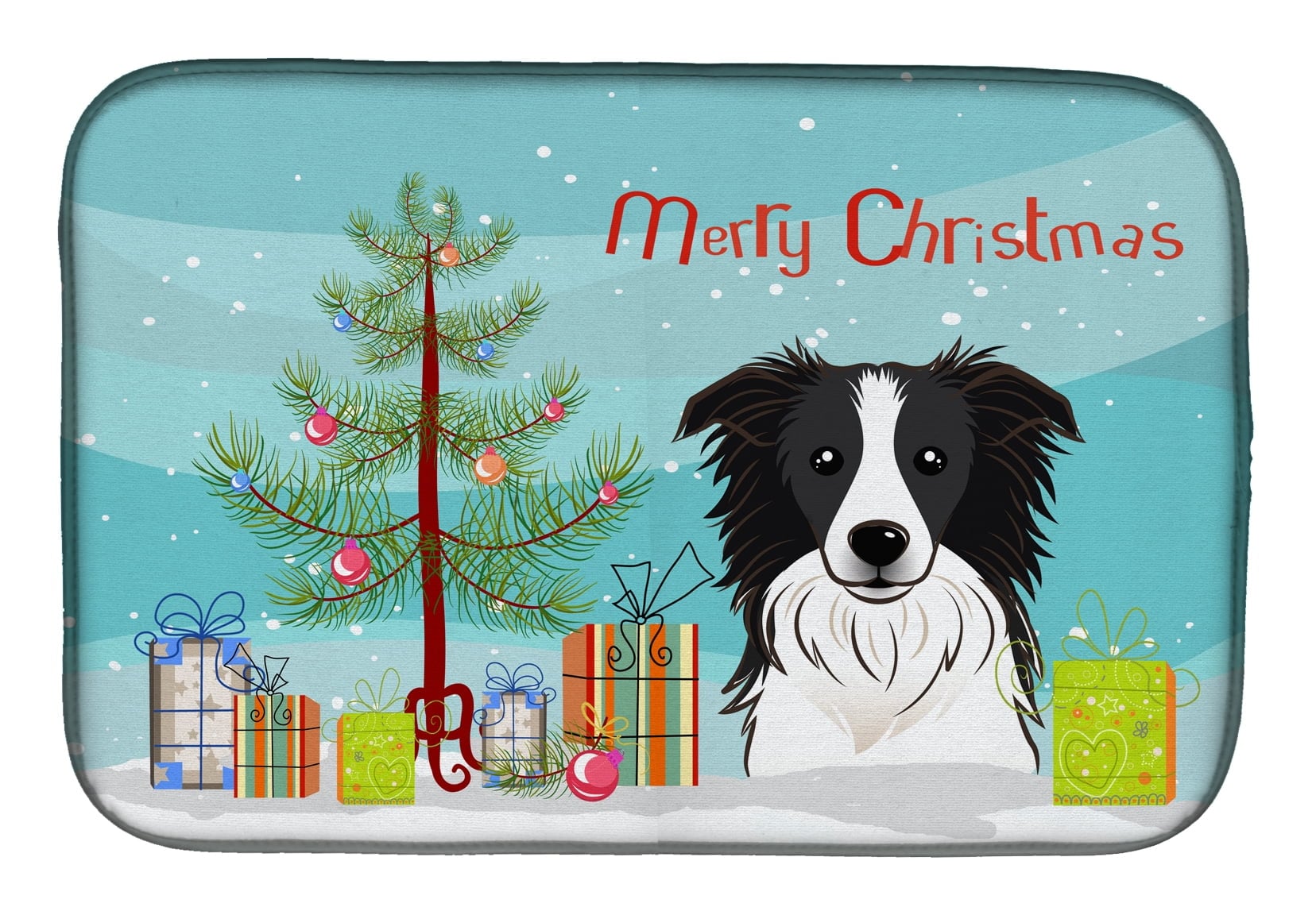 BB1613DDM Christmas Tree & Border Collie Dish Drying Mat