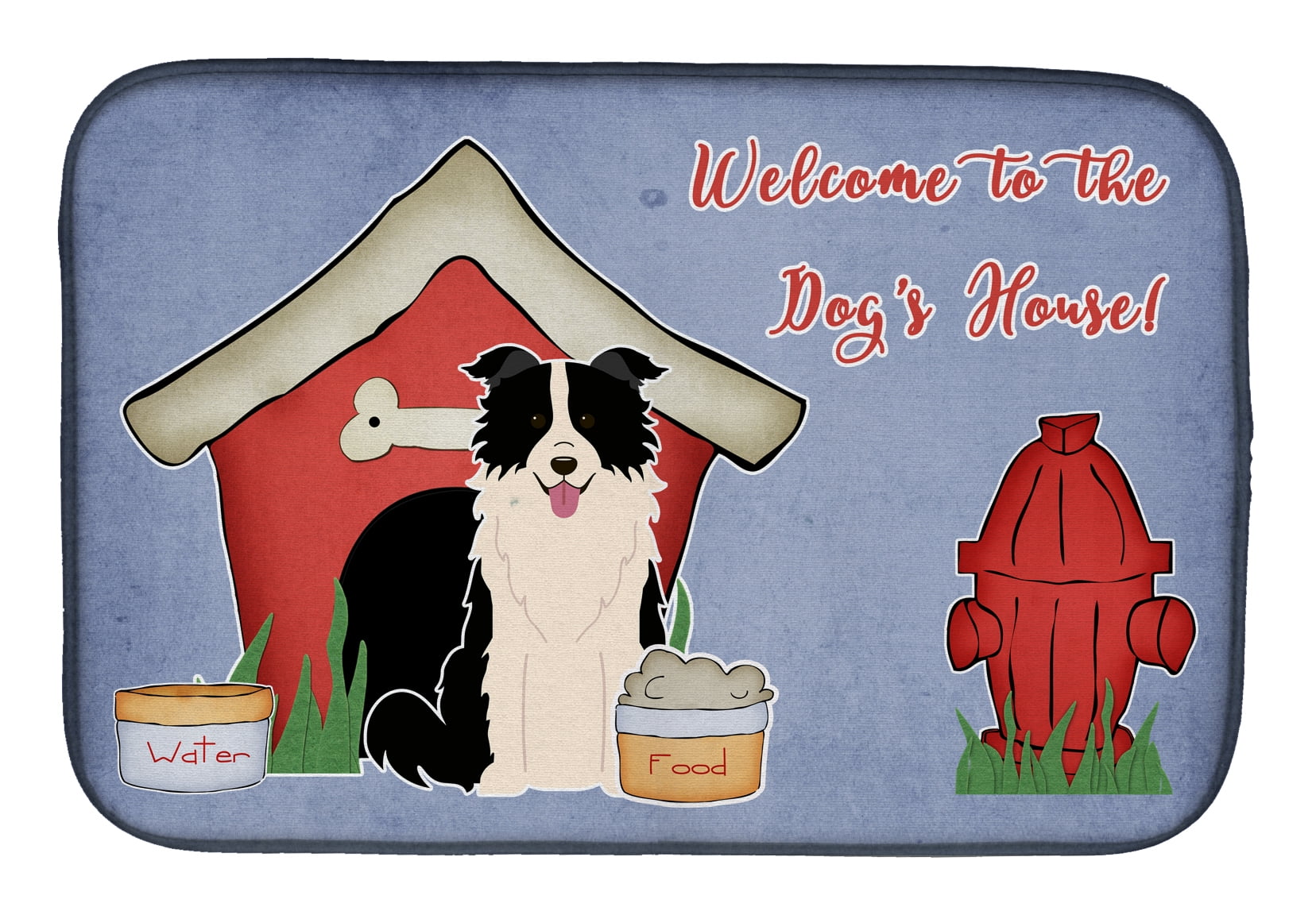 Dog House Collection Border Collie Black & White Dish Drying Mat