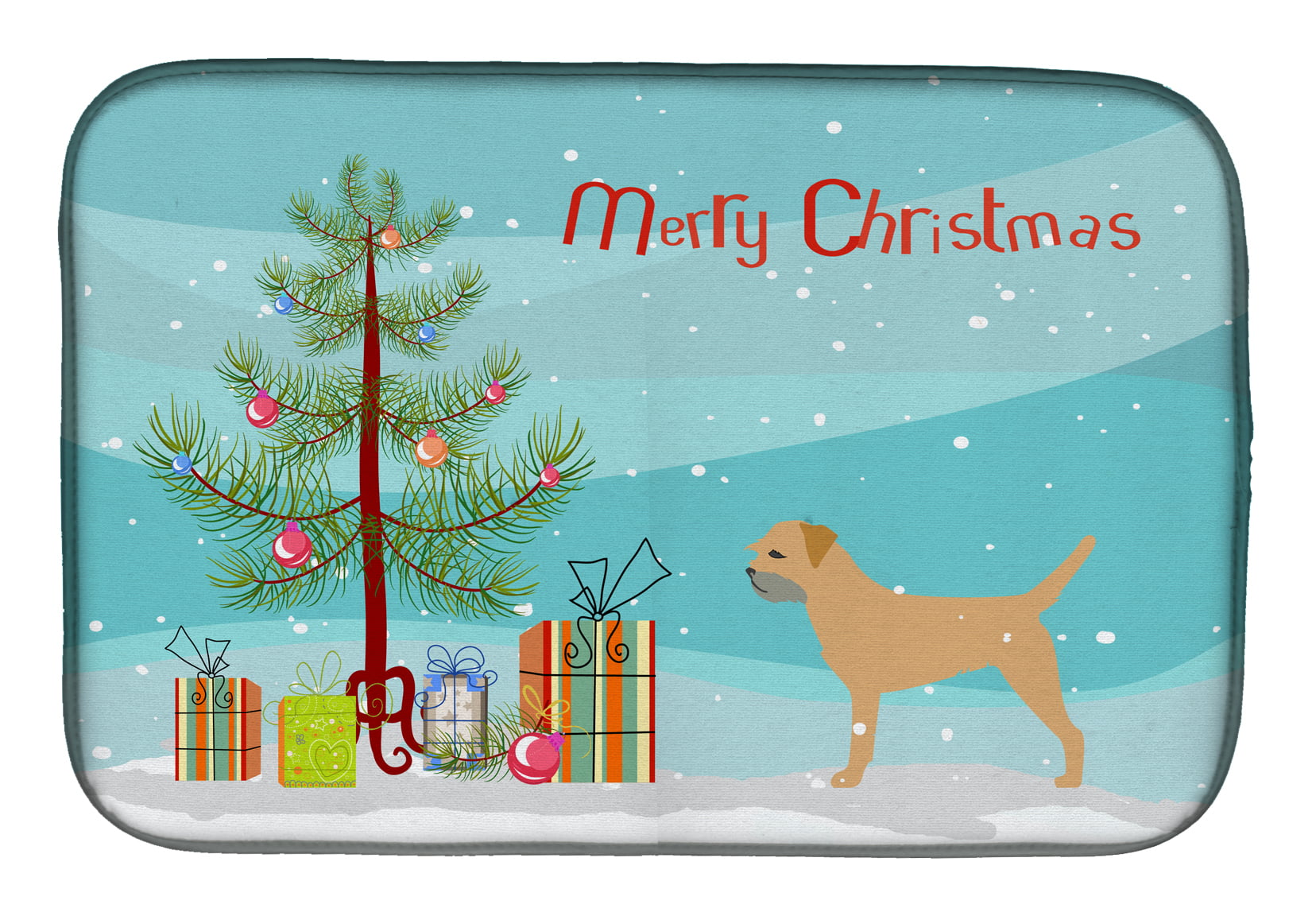 BB2907DDM Border Terrier Merry Christmas Tree Dish Drying Mat