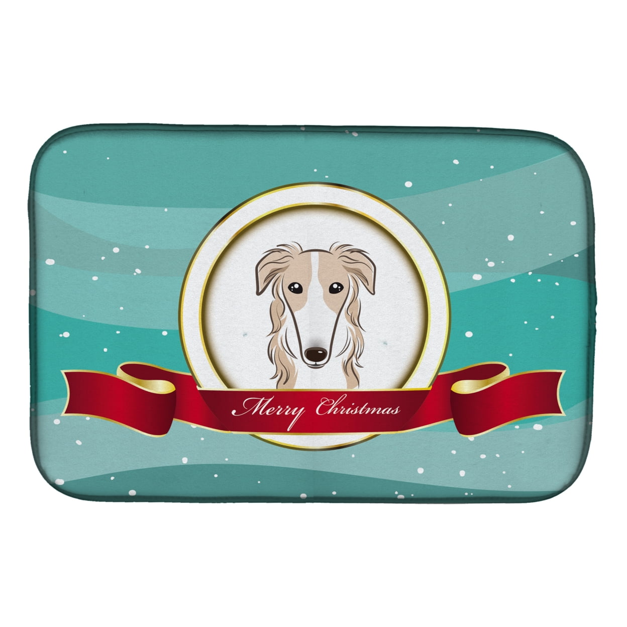 BB1538DDM Borzoi Merry Christmas Dish Drying Mat