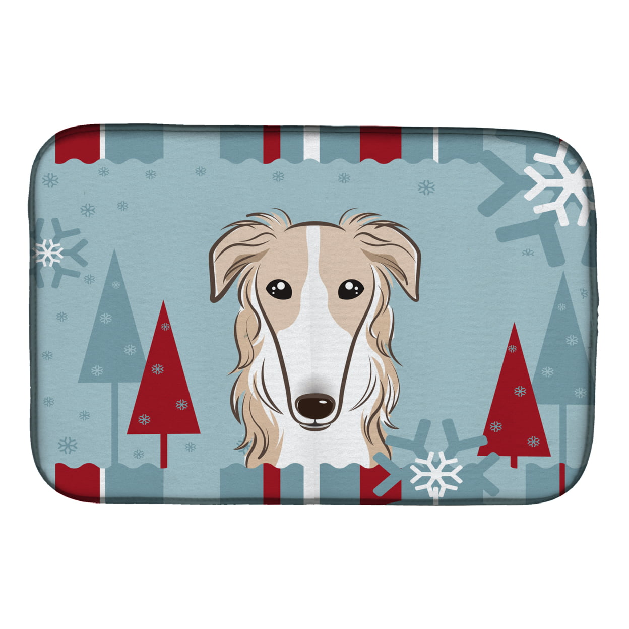 BB1724DDM Winter Holiday Borzoi Dish Drying Mat