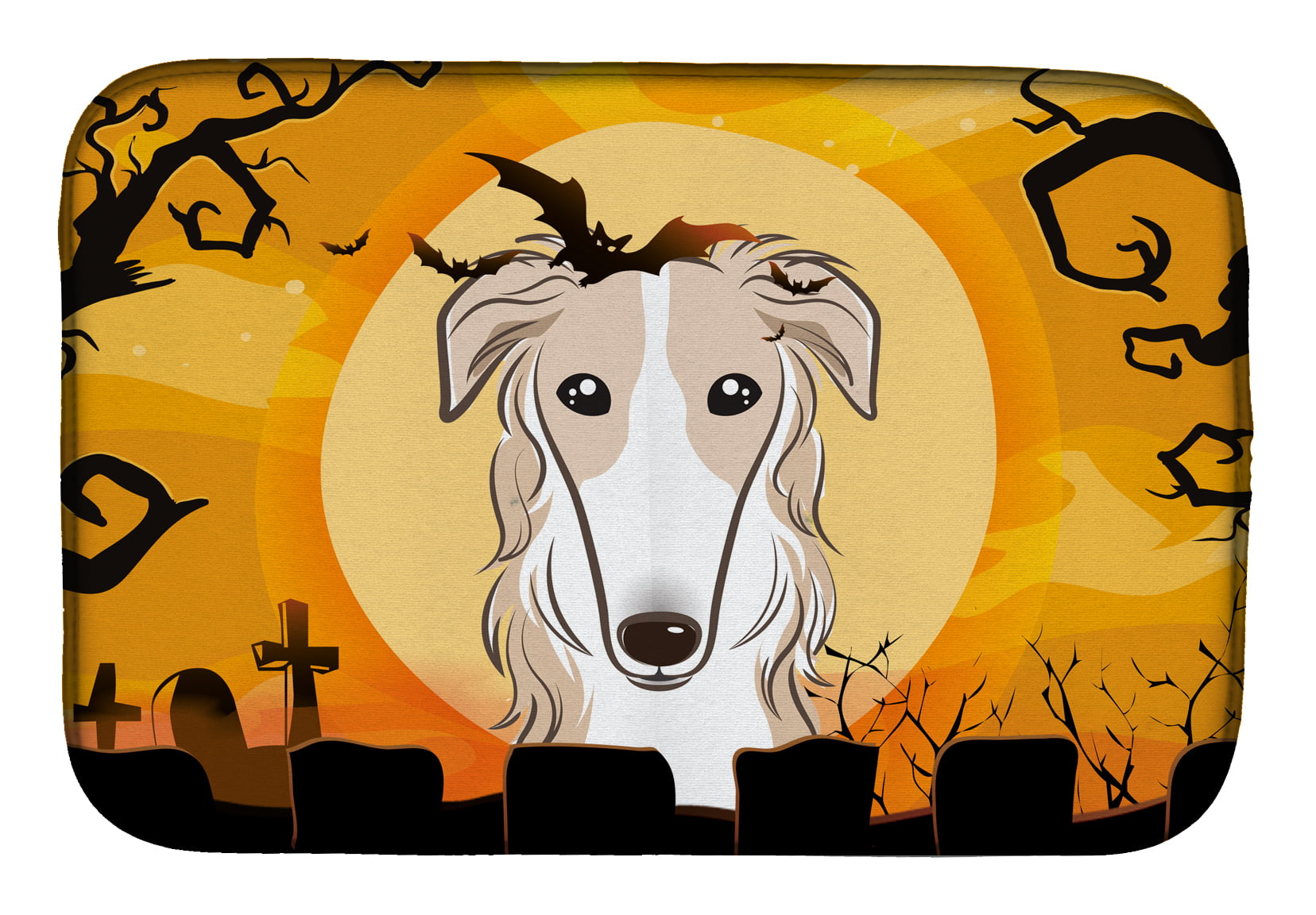 Halloween Borzoi Dish Drying Mat