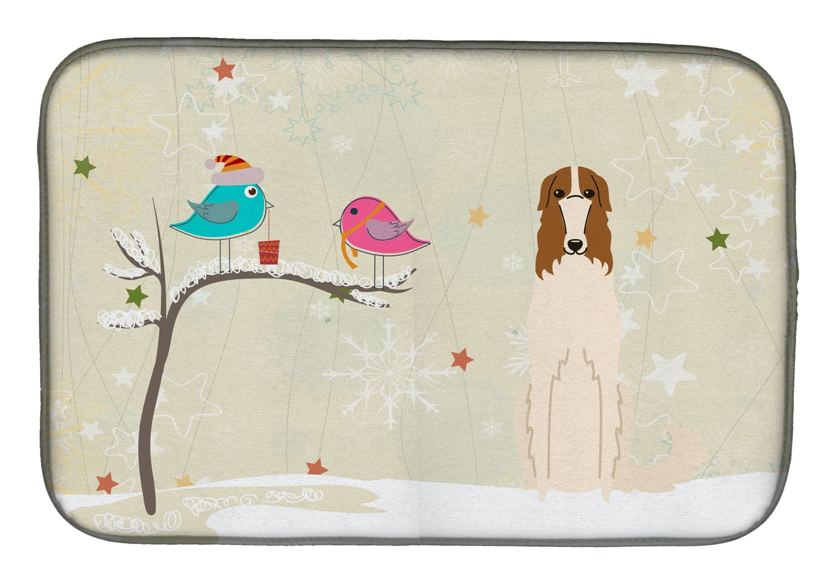Christmas Presents Between Friends Borzoi Dish Drying Mat