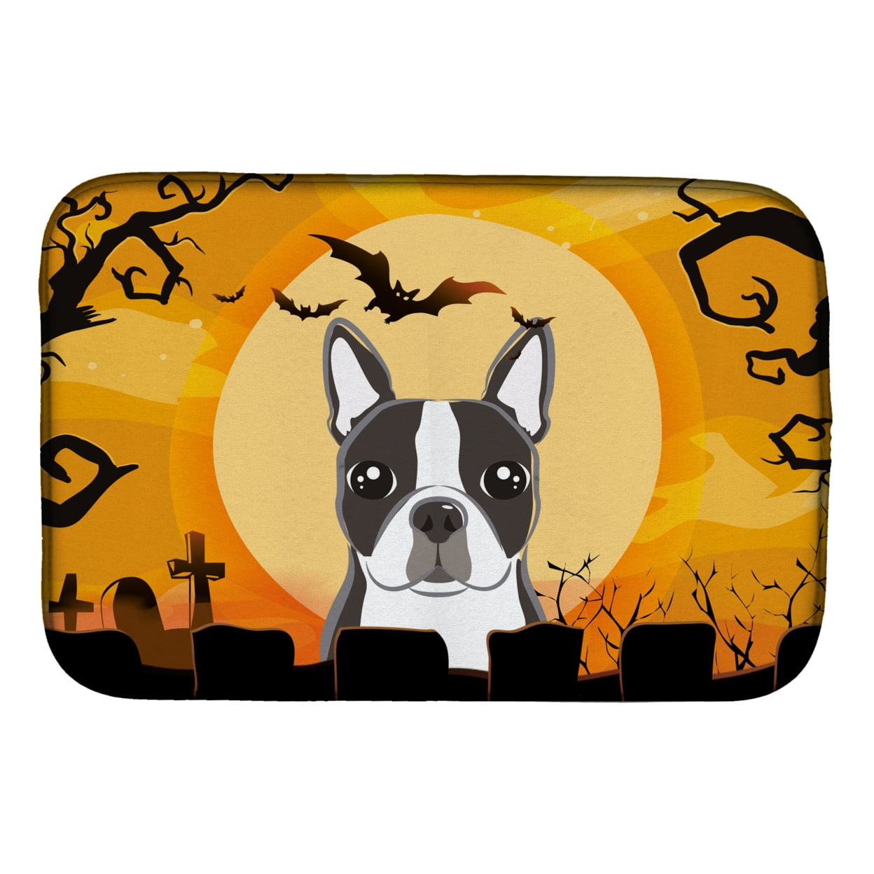 BB1761DDM Halloween Boston Terrier Dish Drying Mat
