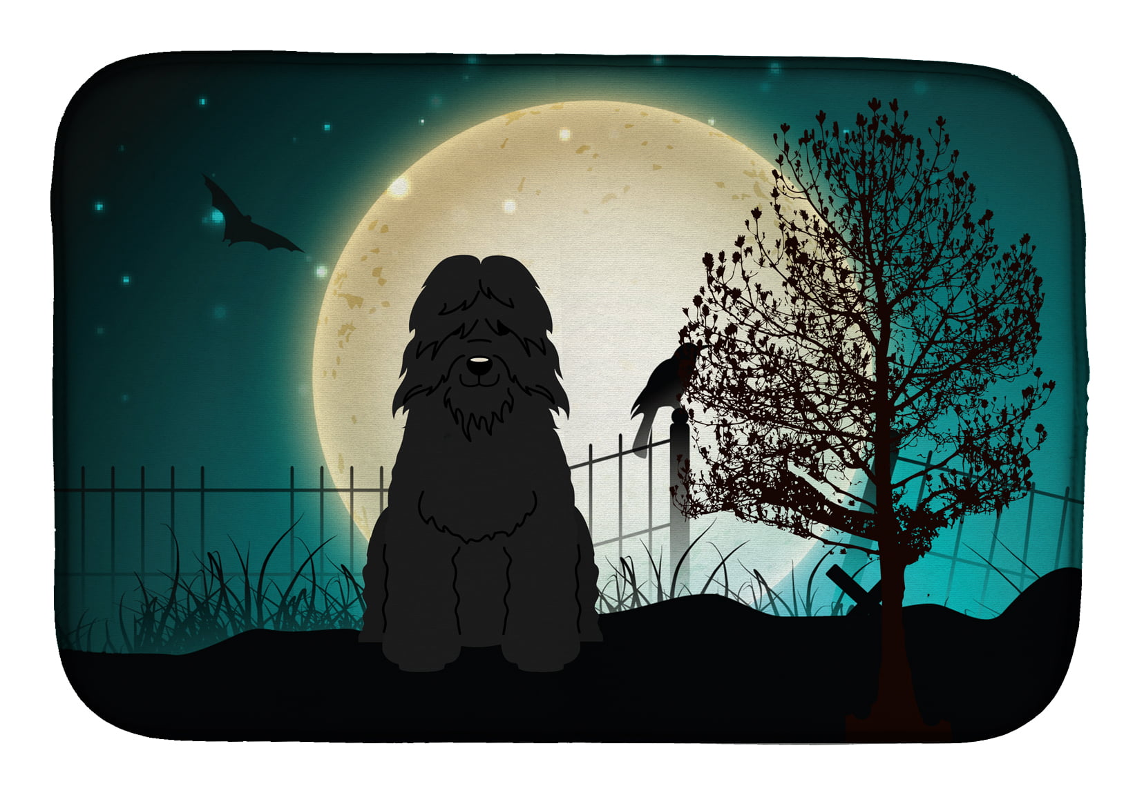 Halloween Scary Bouvier Des Flandres Dish Drying Mat