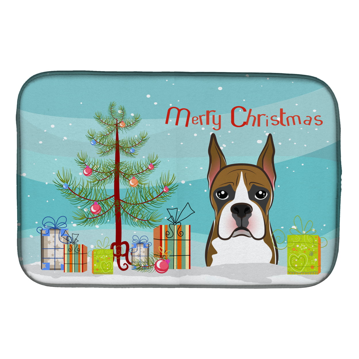 BB1595DDM Christmas Tree & Boxer Dish Drying Mat