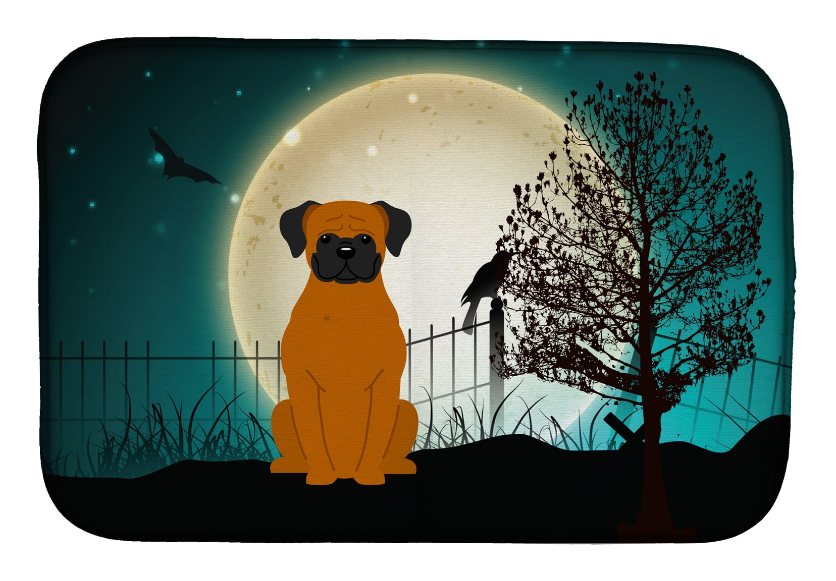 Halloween Scary Fawn Boxer Dish Drying Mat