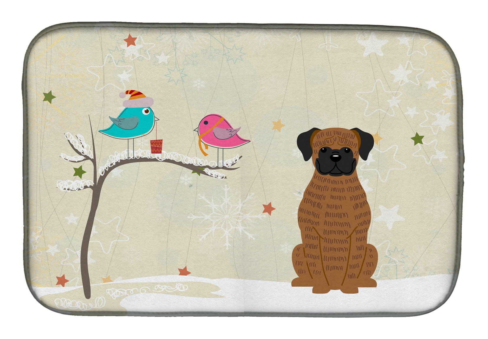 Christmas Presents Between Friends Brindle Boxer Dish Drying Mat