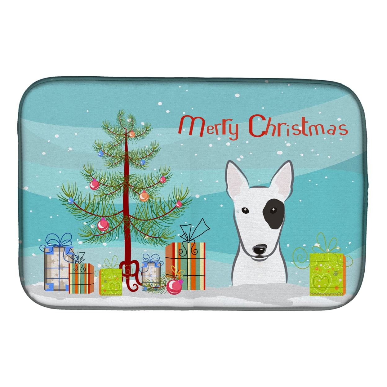 BB1581DDM Christmas Tree & Bull Terrier Dish Drying Mat