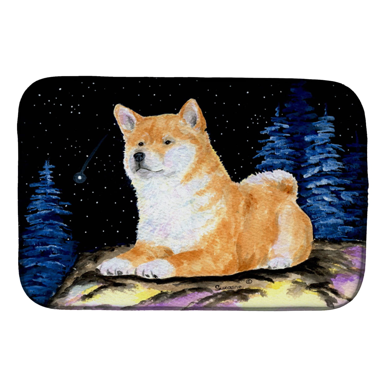 Picture of Carolines Treasures SS8445DDM Starry Night Shiba Inu Dish Drying Mat